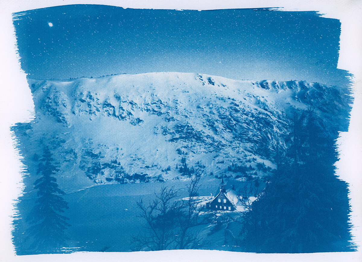 Cyjanotypia podczas warsztatów górskich w Lądku. Cyjanotypia podczas warsztatów górskich w Lądku.